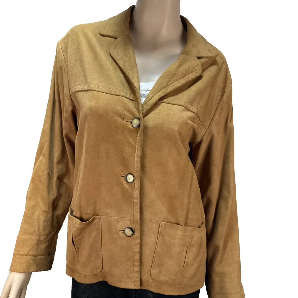 Golden Bear Sportswear Womens Suede Leather Jacket Size XS Button Barn Chore